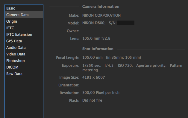 EXIF data EXIF data