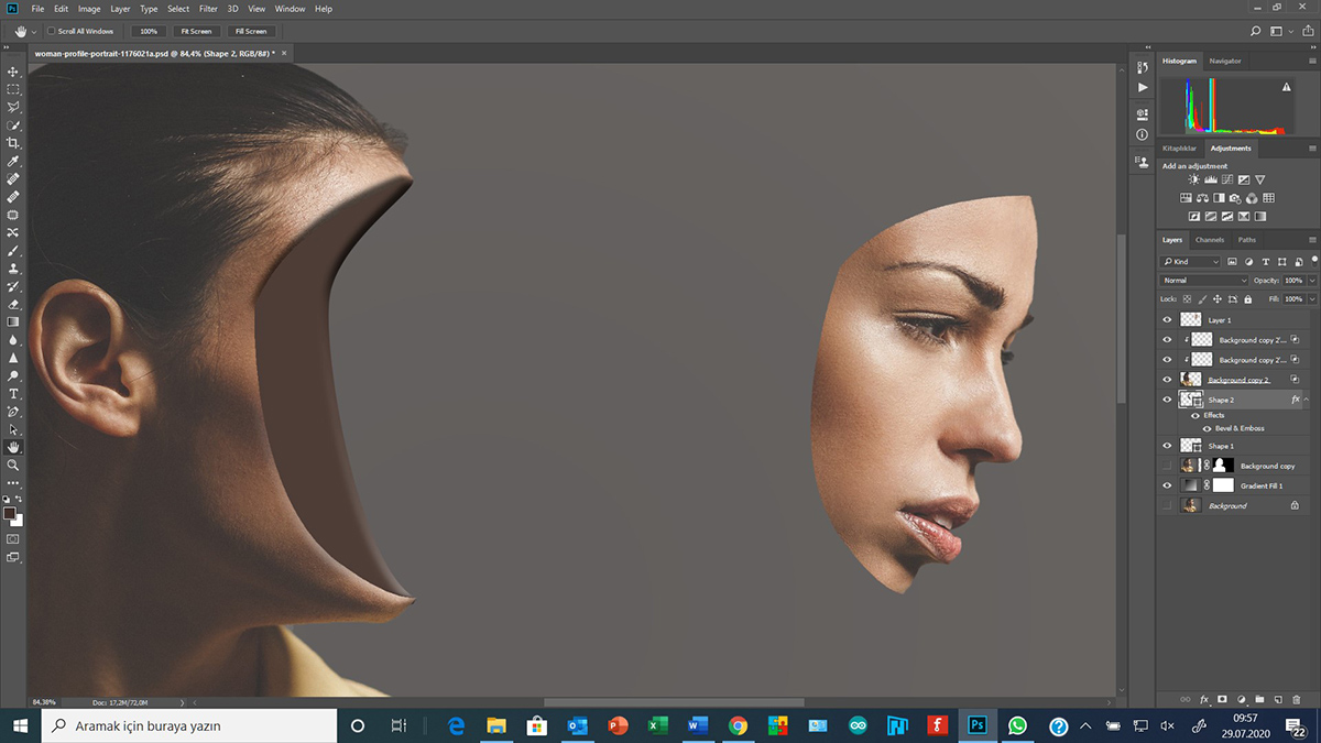 Photoshop'da Face-Cut ve Gradient Fill kullanımı - Bölüm 2